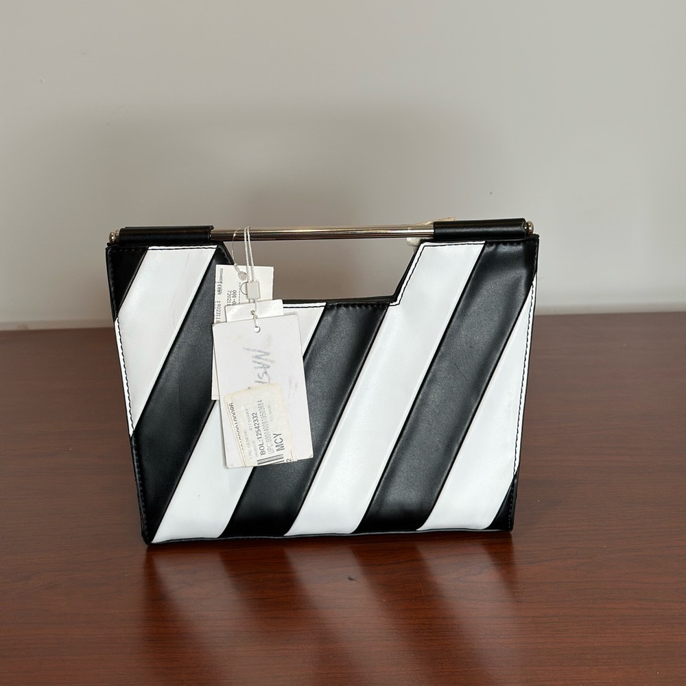Nasty Gal Black and White Clutch with Striking Stripes
